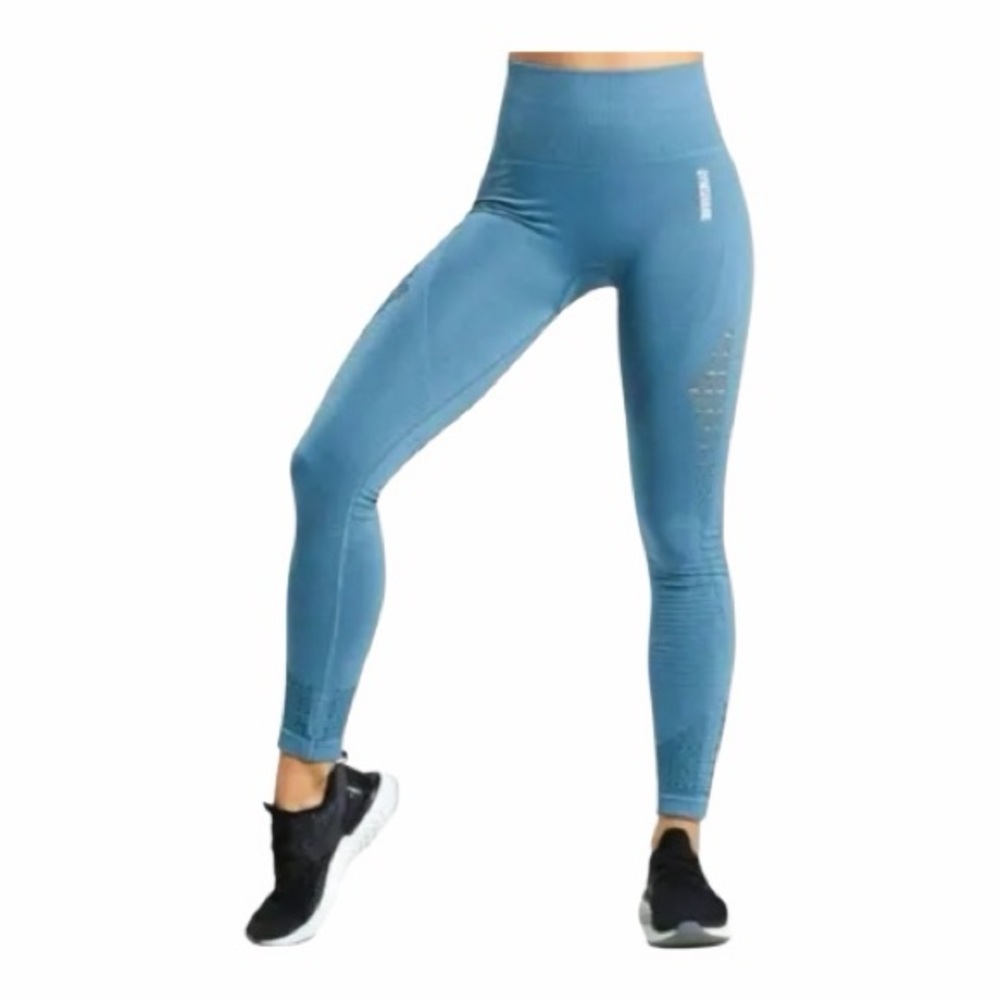 GYMSHARK Energy Seemless High-Waist Compression Leggings *SMALL* Blue Stone VGC